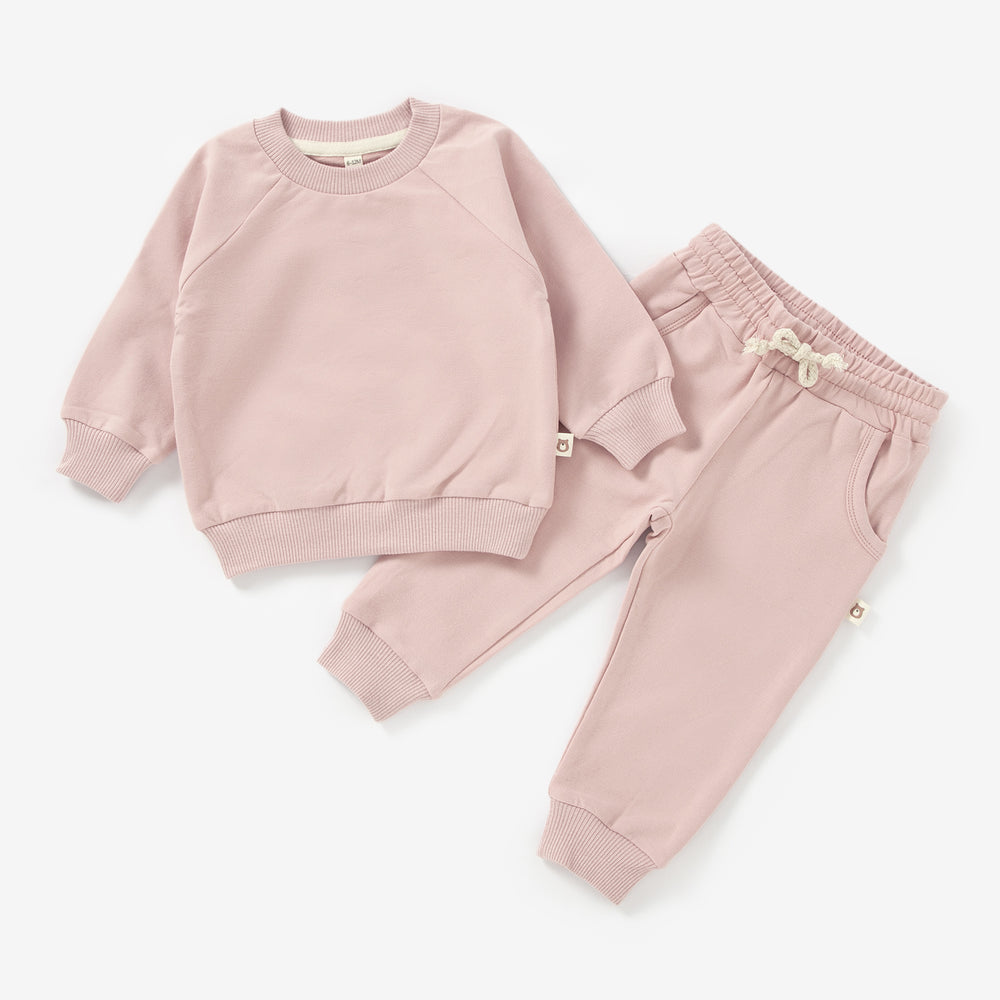 JBØRN Organic Cotton Baby Tracksuit | Sweater & Joggers Set | Personalisable Blush - Personalisable Baby Products Sold and Personalised by JustBørn