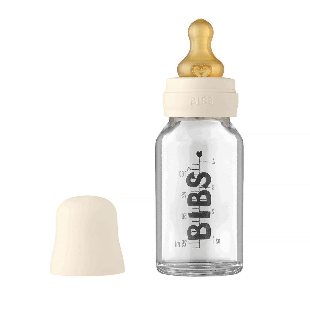 BIBS Baby Glass Bottle Complete Set Ivory 110 ml - Personalisable Baby Products Sold and Personalised by JustBørn