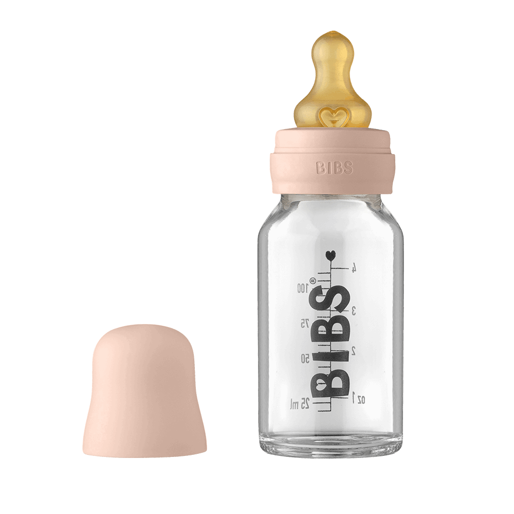 BIBS Baby Glass Bottle Complete Set Blush 110 ml - Personalisable Baby Products Sold and Personalised by JustBørn