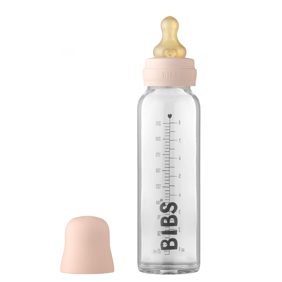 BIBS Baby Glass Bottle Complete Set Blush 225 ml - Personalisable Baby Products Sold and Personalised by JustBørn