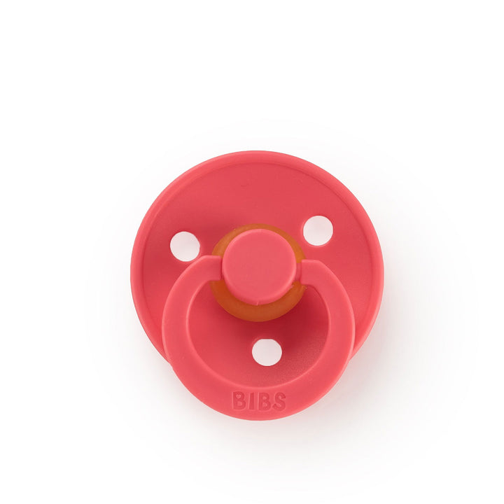 BIBS Colour Natural Rubber Latex Pacifiers (Size 1 & 2) Coral - Personalisable Baby Products Sold and Personalised by JustBørn