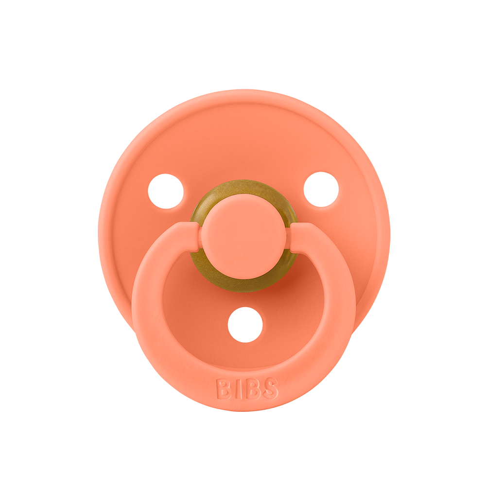 BIBS Colour Natural Rubber Latex Pacifiers (Size 1 & 2) Papaya - Personalisable Baby Products Sold and Personalised by JustBørn