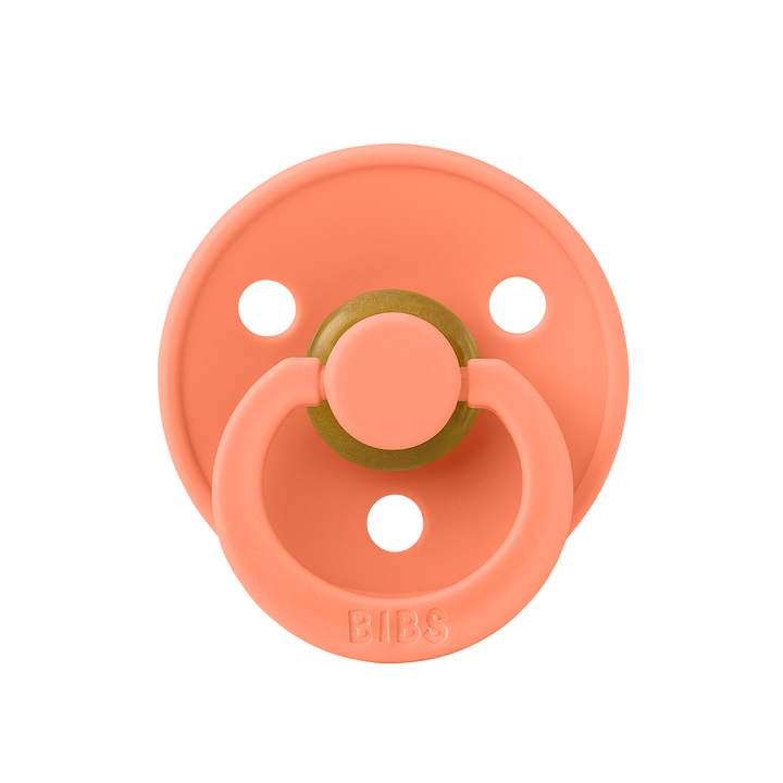 BIBS Colour Natural Rubber Latex Pacifiers (Size 1 & 2) Papaya - Personalisable Baby Products Sold and Personalised by JustBørn