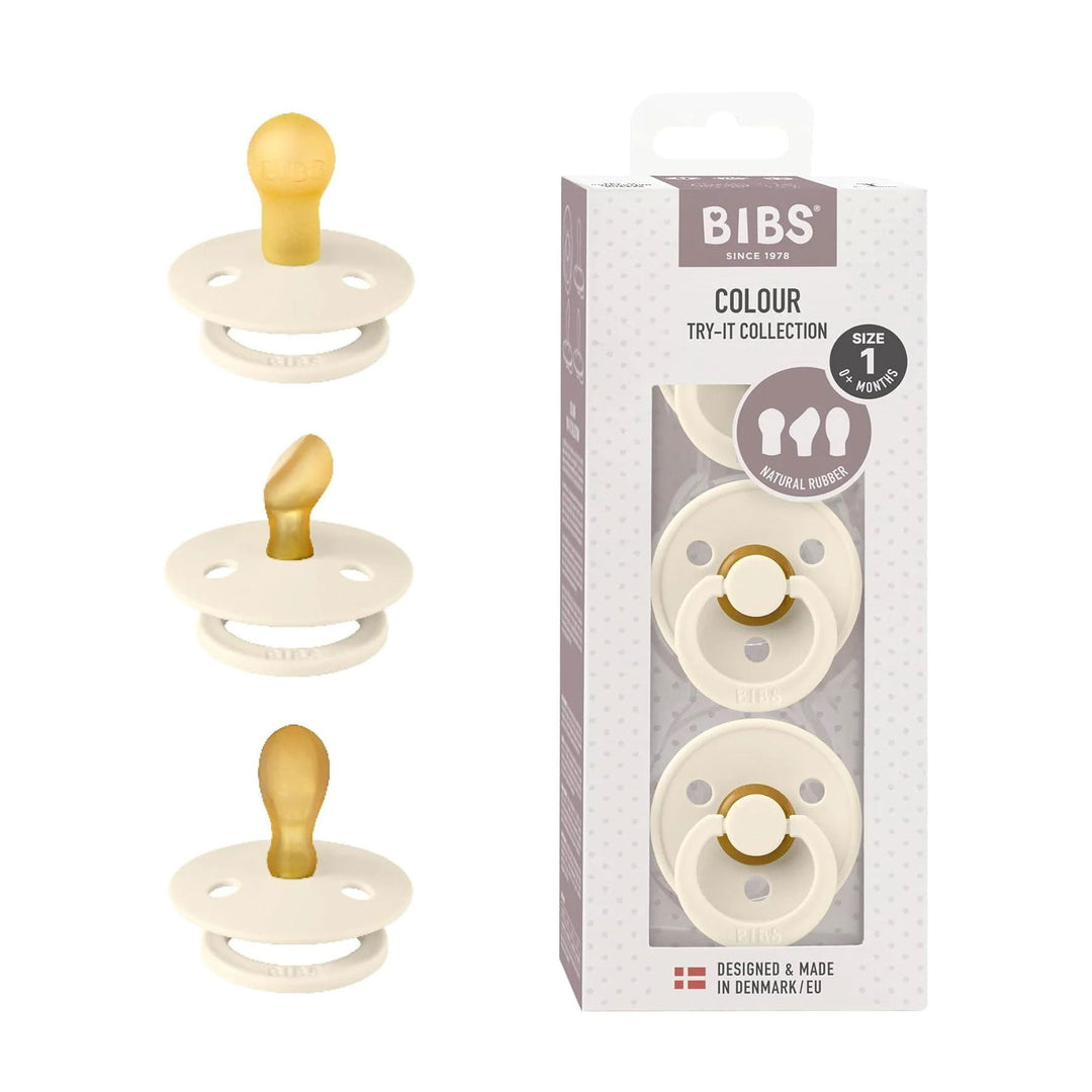 BIBS Colour Pacifiers - Try-It Collection - Pack of 3 Ivory - Personalisable Baby Products Sold and Personalised by JustBørn