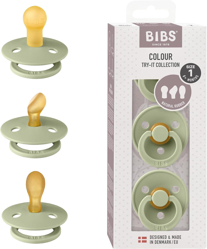 BIBS Colour Pacifiers - Try-It Collection - Pack of 3 Sage - Personalisable Baby Products Sold and Personalised by JustBørn