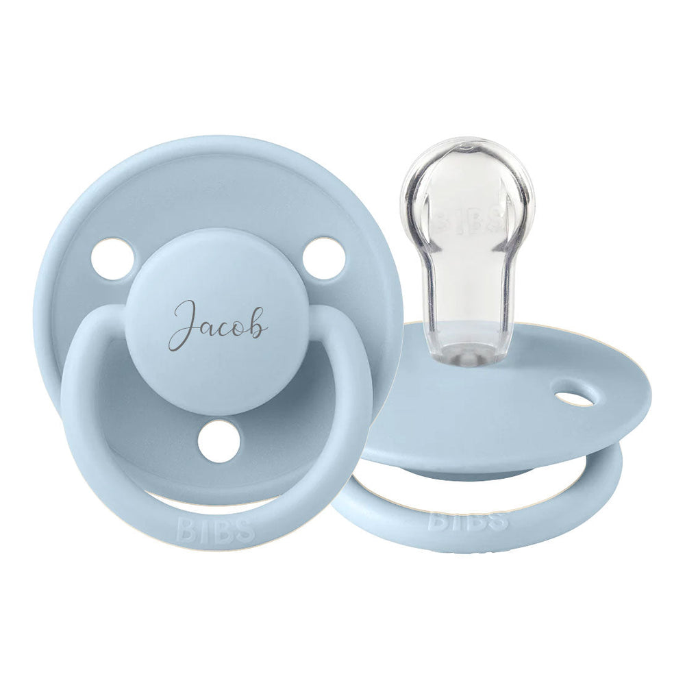 BIBS De Lux Silicone Pacifiers | One Size | Personalisable Baby Blue - Personalisable Baby Products Sold and Personalised by JustBørn