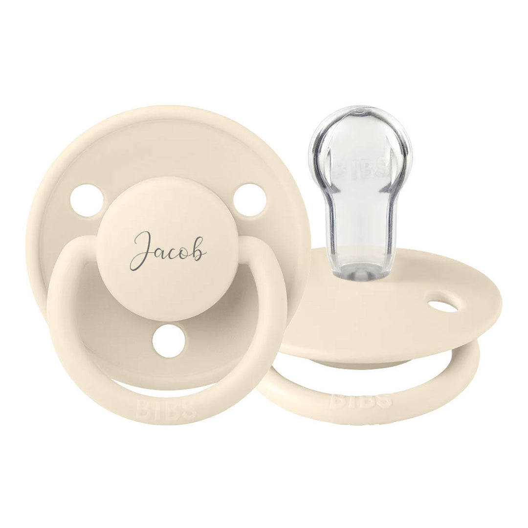 BIBS De Lux Silicone Pacifiers | One Size | Personalisable Ivory - Personalisable Baby Products Sold and Personalised by JustBørn