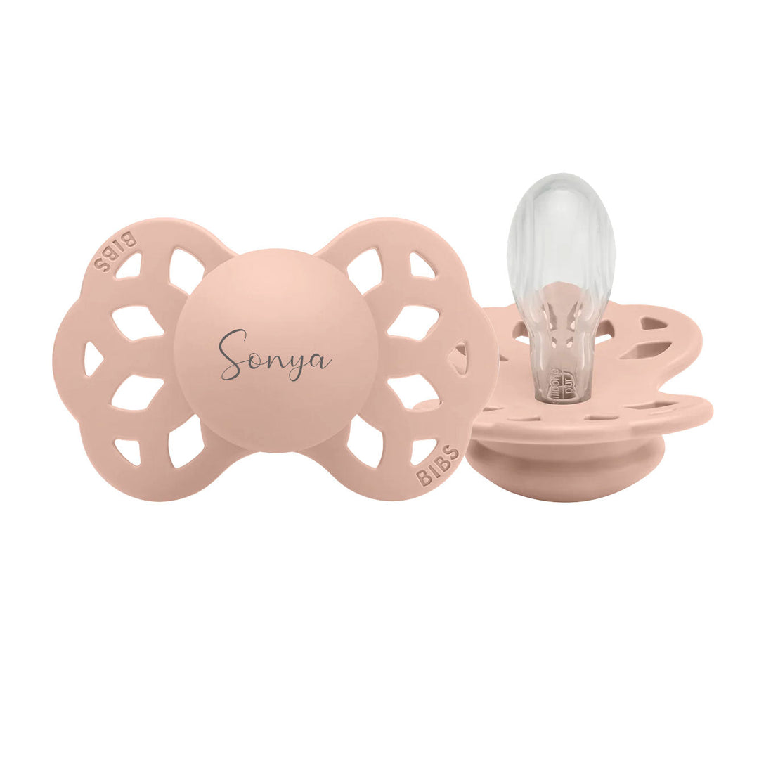 BIBS Infinity Symmetrical Silicone Pacifiers | Personalisable Blush Yes - Personalisable Baby Products Sold and Personalised by JustBørn