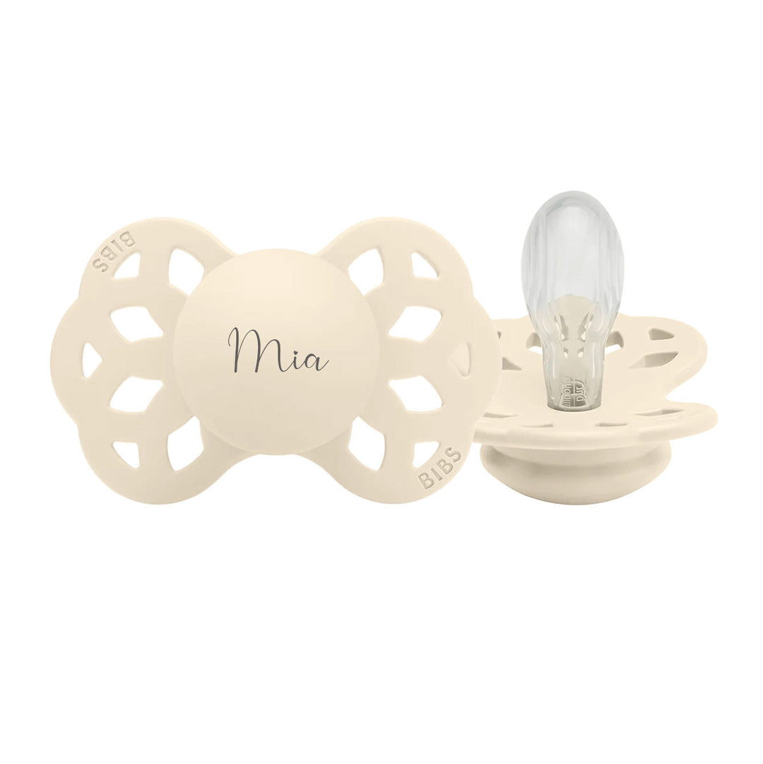 BIBS Infinity Symmetrical Silicone Pacifiers | Personalisable Ivory Yes - Personalisable Baby Products Sold and Personalised by JustBørn