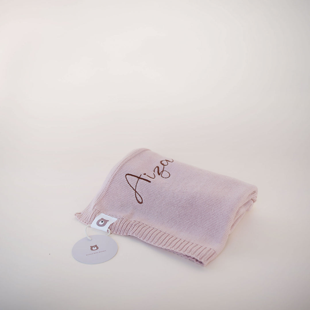 JBØRN Knitted Blanket Blush - Personalisable Baby Products Sold and Personalised by JustBørn