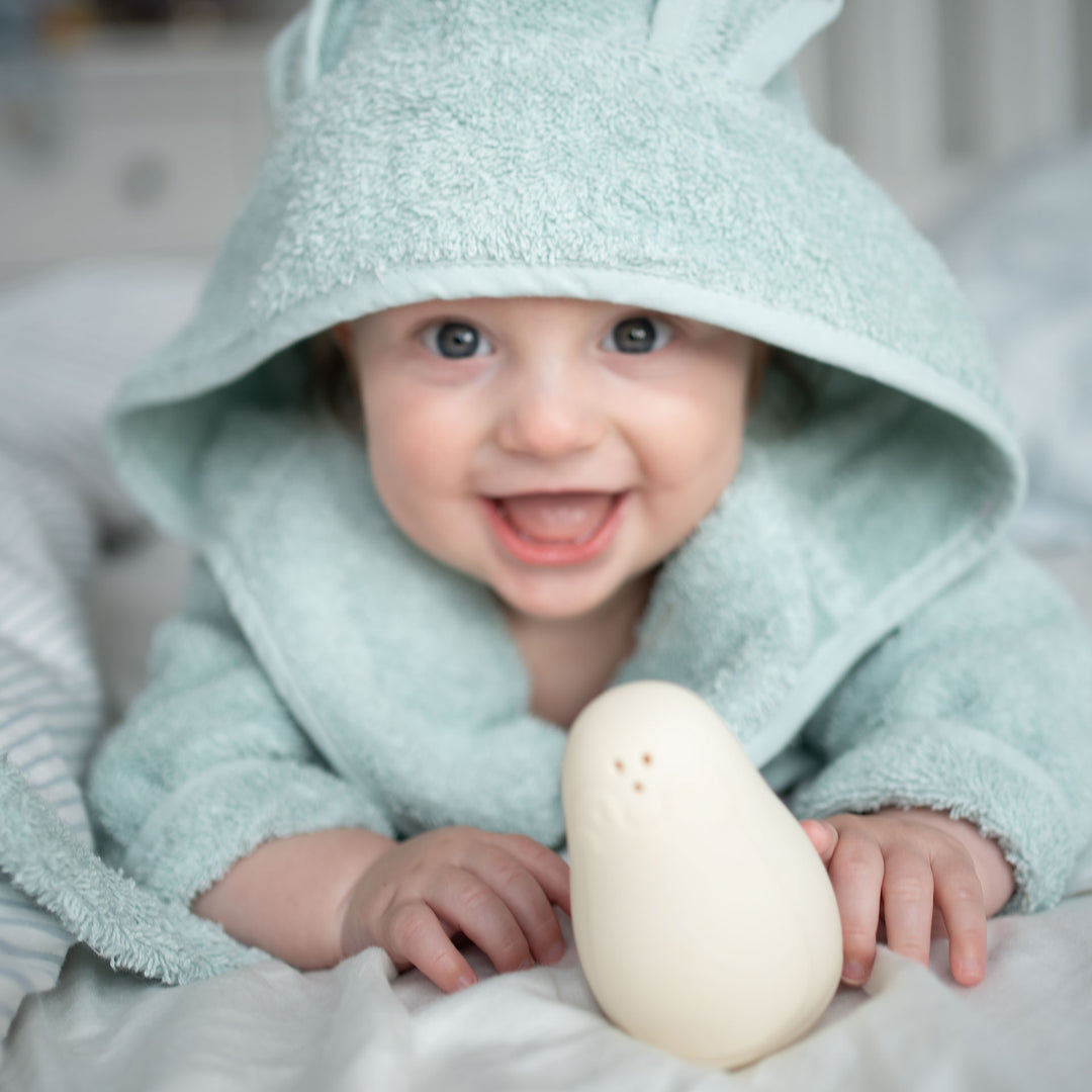 JBØRN Organic Cotton Baby Hooded Bathrobe Mint - Personalisable Baby Products Sold and Personalised by JustBørn