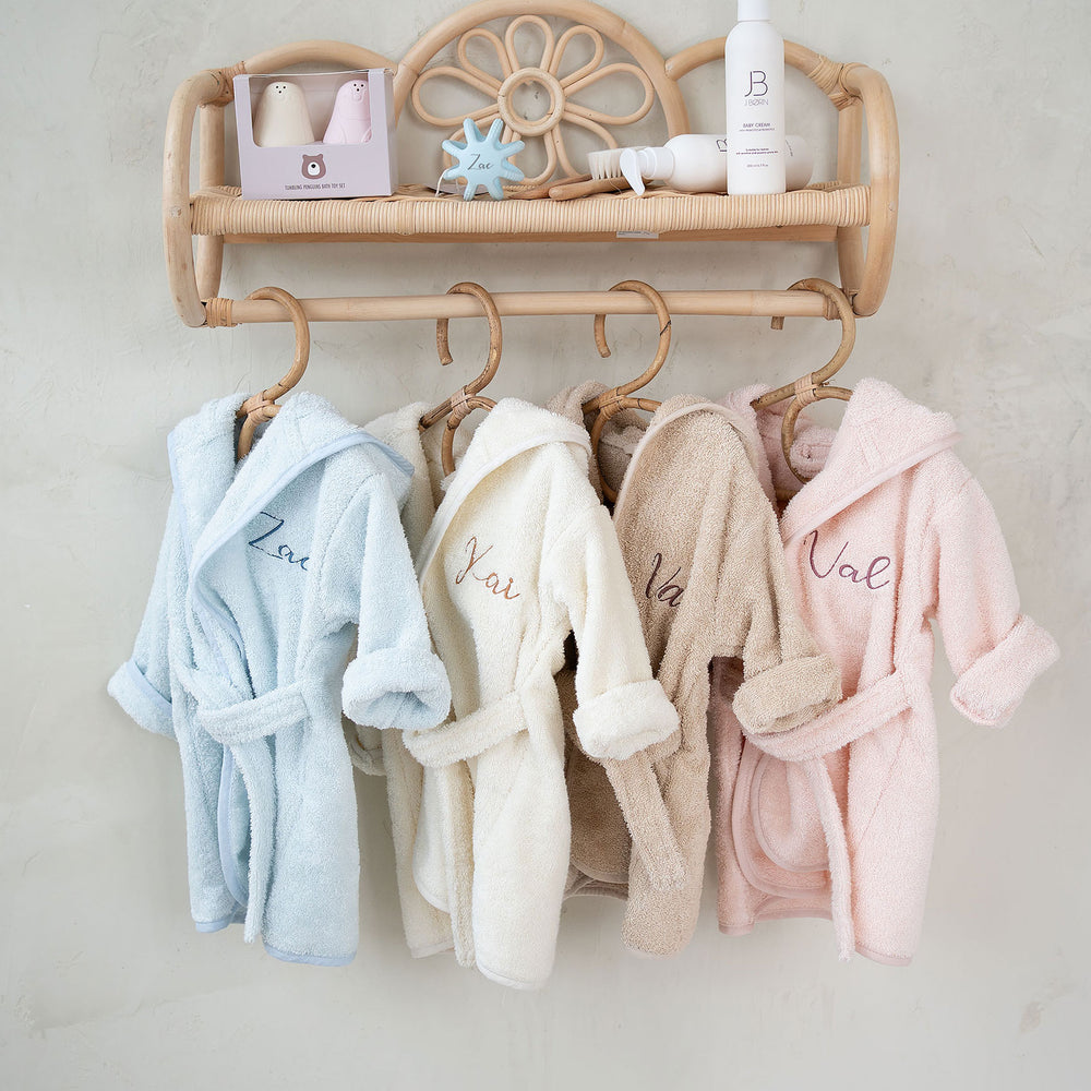 JBØRN Baby Gift Set | Organic Cotton Bath Robe & Hair Brush Set - Personalisable Baby Products Sold and Personalised by JustBørn