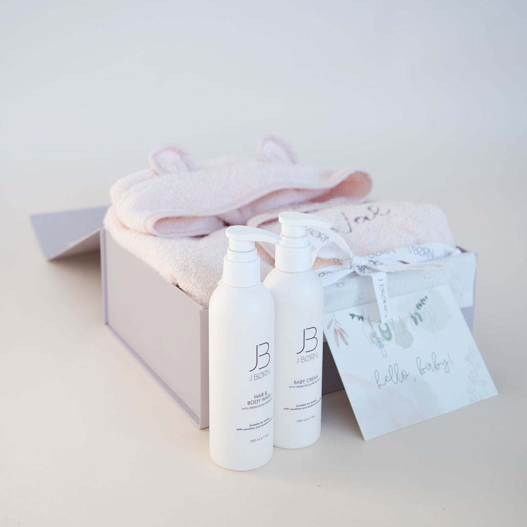 JBØRN Baby Bath Robe & Skin Care Gift Set Blossom - Personalisable Baby Products Sold and Personalised by JustBørn