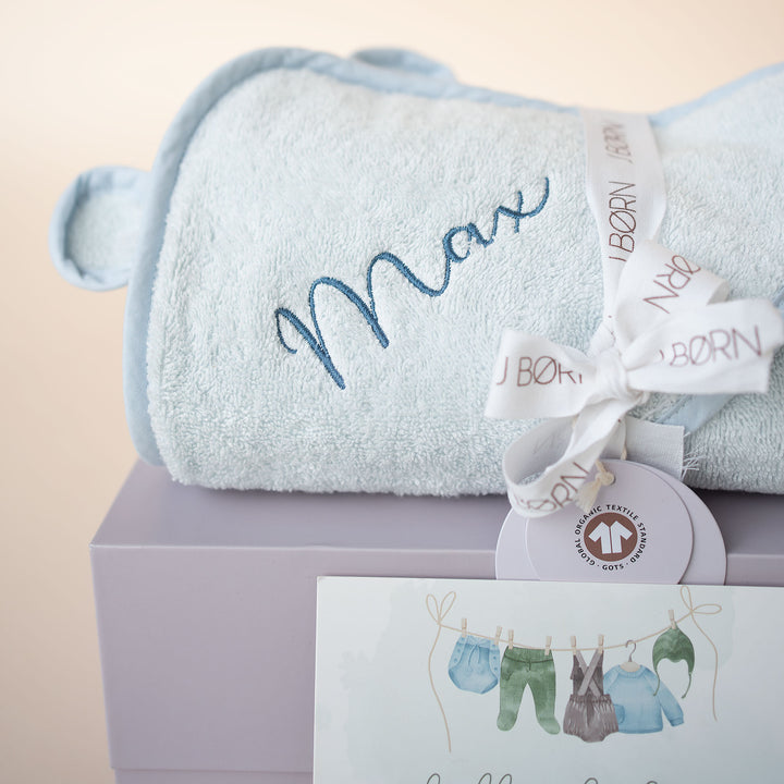 JBØRN Organic Cotton Baby Hooded Towel with Ears - Personalisable Baby Products Sold and Personalised by JustBørn