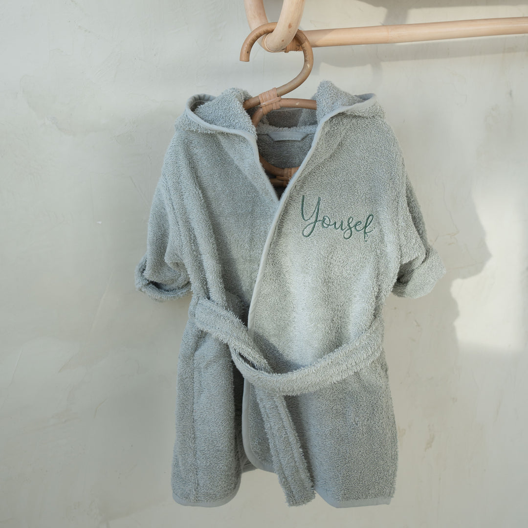 JBØRN Organic Cotton Baby Hooded Bathrobe - Personalisable Baby Products Sold and Personalised by JustBørn