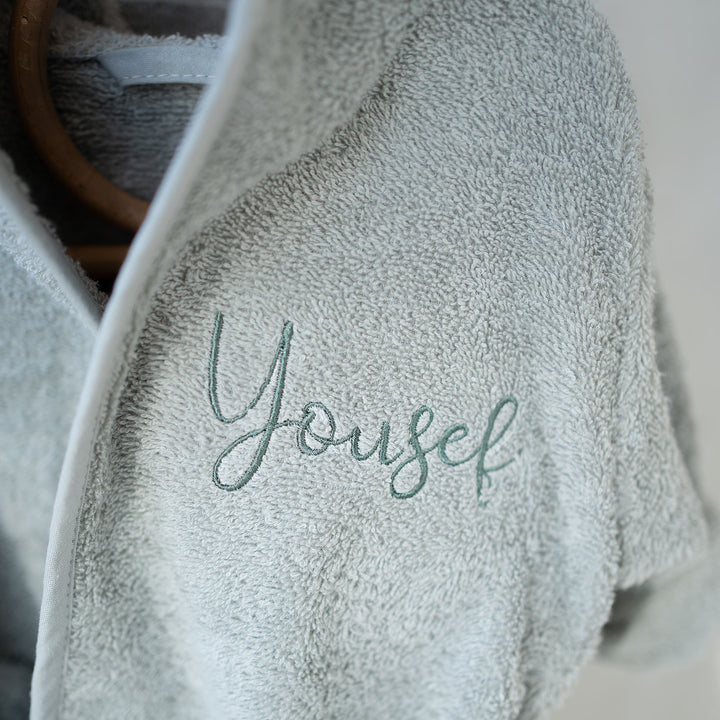 JBØRN Organic Cotton Baby Hooded Bathrobe - Personalisable Baby Products Sold and Personalised by JustBørn