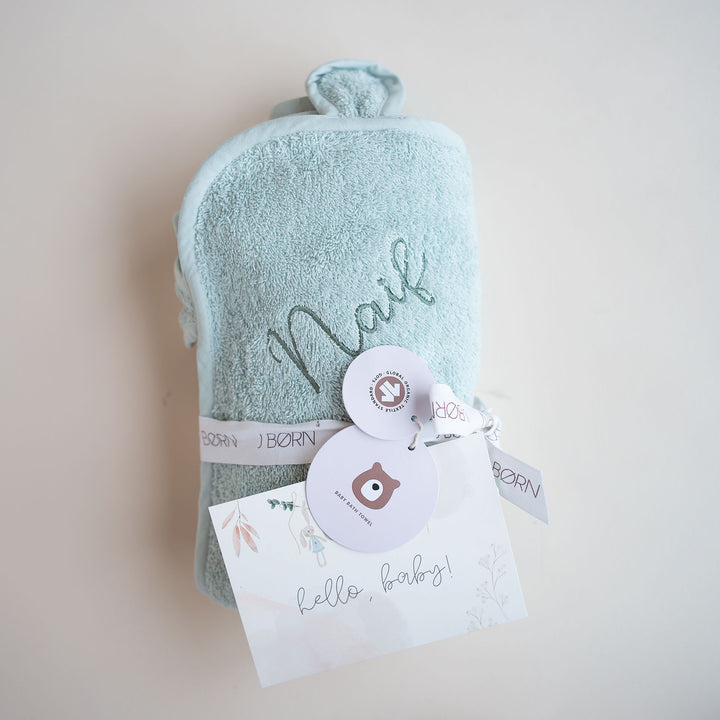 JBØRN Organic Cotton Baby Hooded Towel Mint - Personalisable Baby Products Sold and Personalised by JustBørn