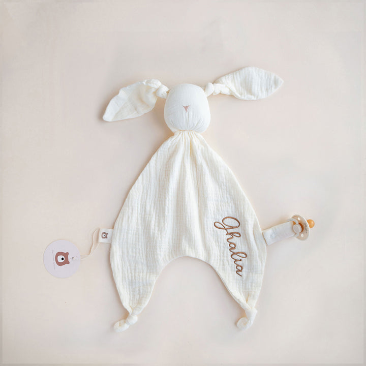 JBØRN Organic Cotton Bunny Comforter Ivory Muslin - Personalisable Baby Products Sold and Personalised by JustBørn