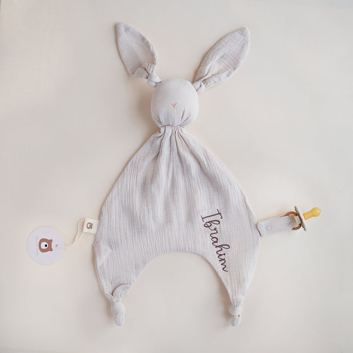 JBØRN Organic Cotton Bunny Comforter Sandstone Muslin - Personalisable Baby Products Sold and Personalised by JustBørn