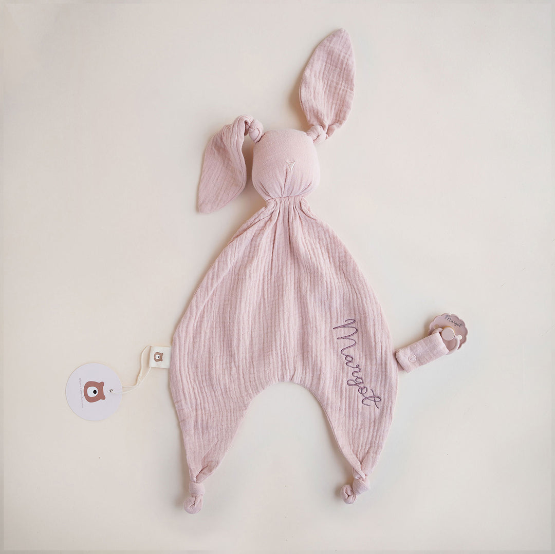 JBØRN Organic Cotton Bunny Comforter Blush Muslin - Personalisable Baby Products Sold and Personalised by JustBørn