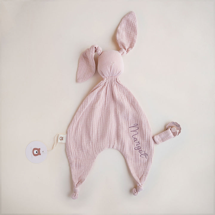 JBØRN Organic Cotton Bunny Comforter Blush Muslin - Personalisable Baby Products Sold and Personalised by JustBørn