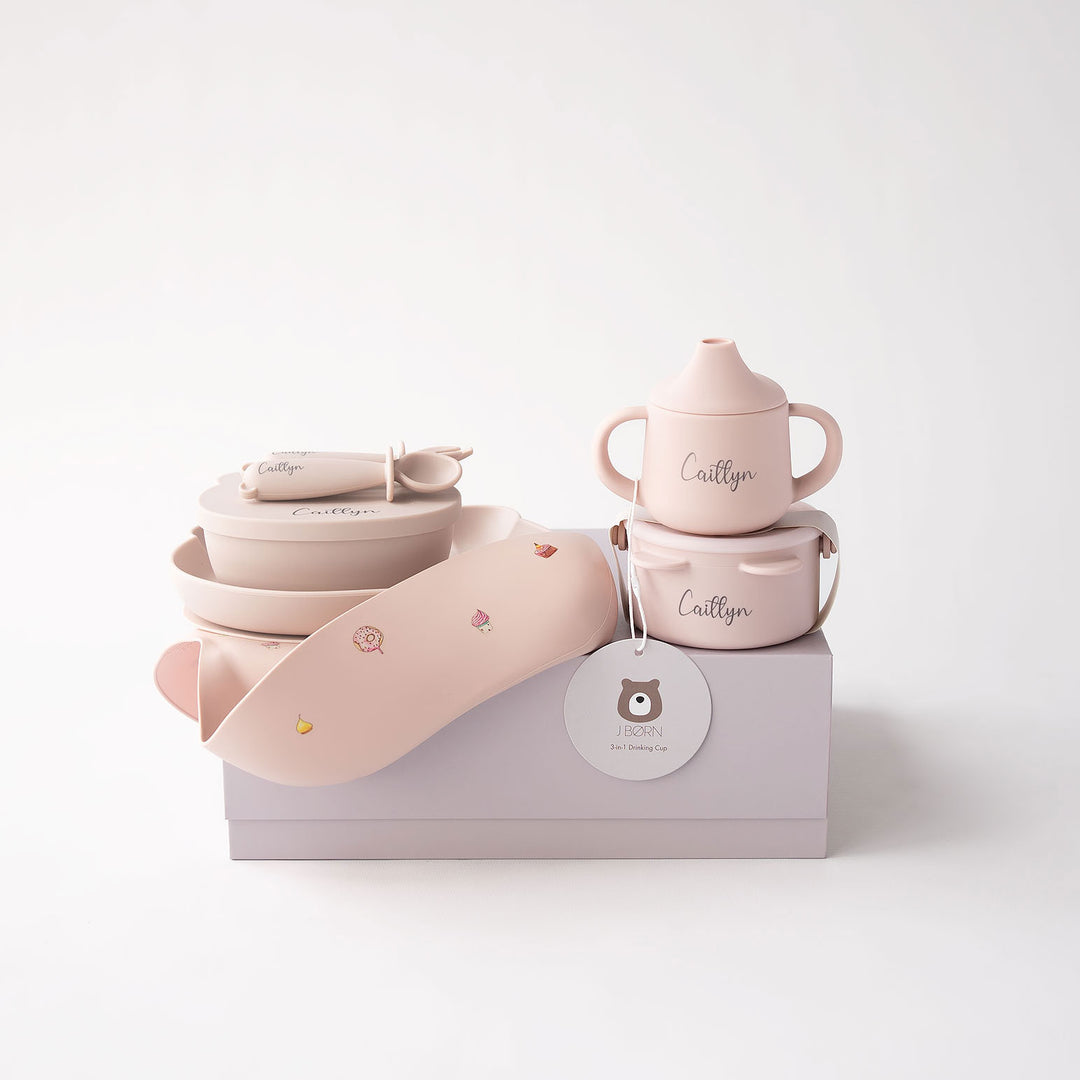 JBØRN Baby Weaning Essentials Gift Box Blush - Personalisable Baby Products Sold and Personalised by JustBørn