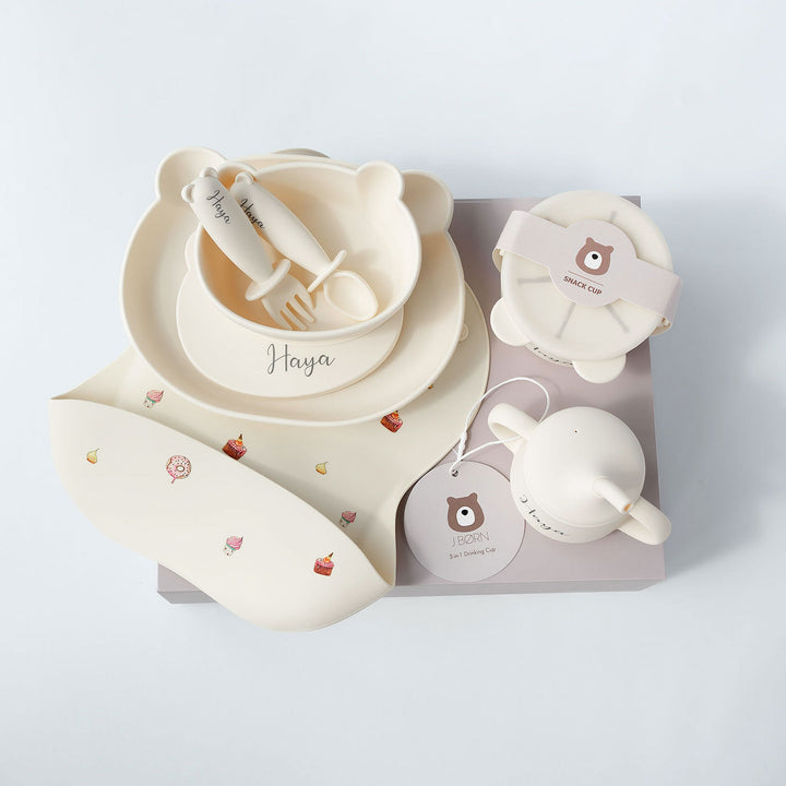 JBØRN Baby Weaning Essentials Gift Box Ivory - Personalisable Baby Products Sold and Personalised by JustBørn