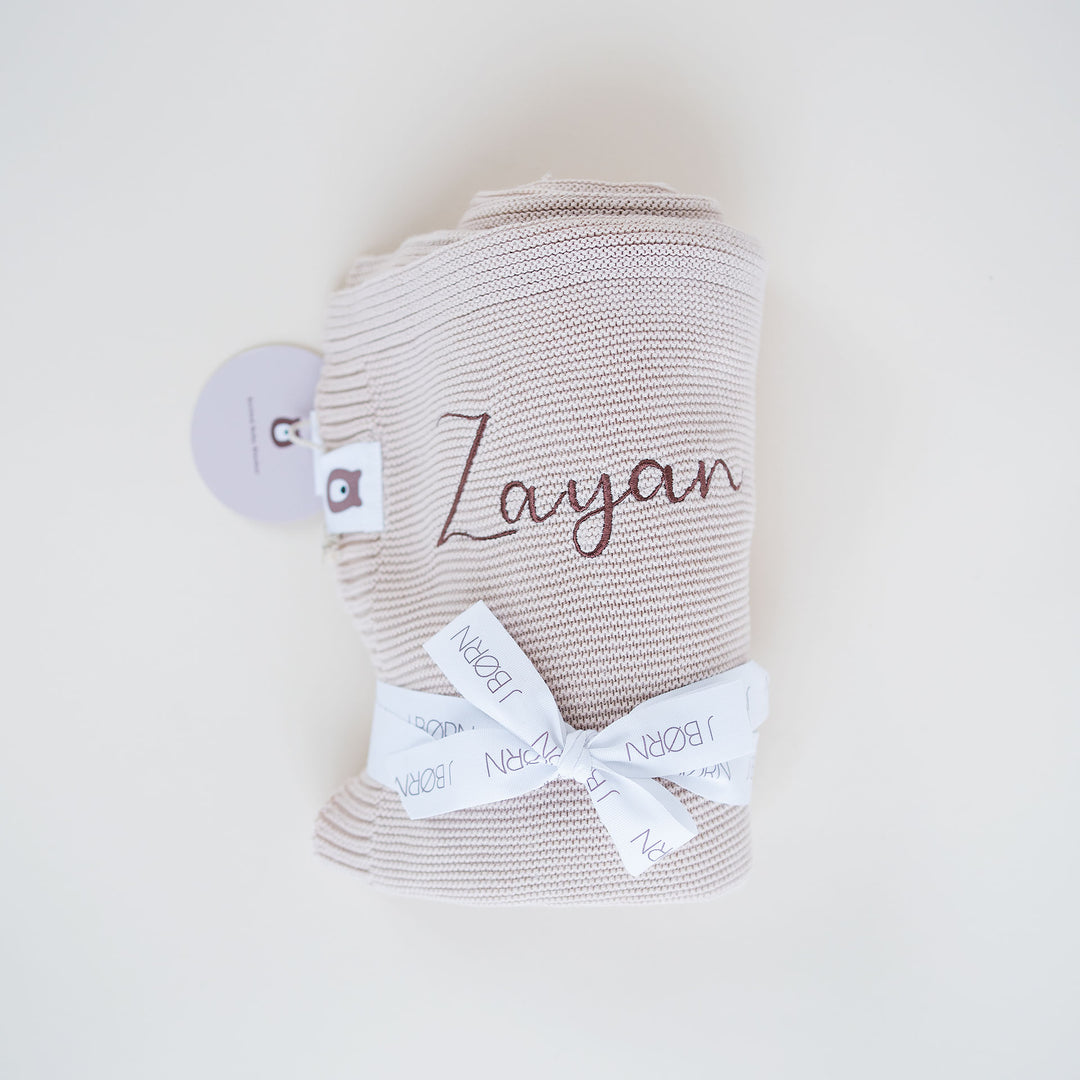 JBØRN Knitted Blanket Vanilla - Personalisable Baby Products Sold and Personalised by JustBørn