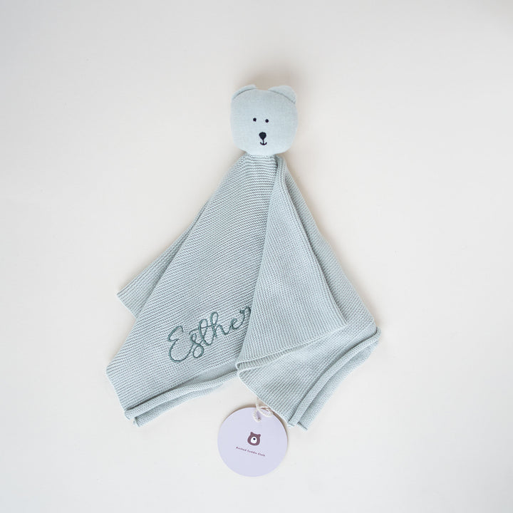 JBØRN Bear Knit Comforter Sage - Personalisable Baby Products Sold and Personalised by JustBørn