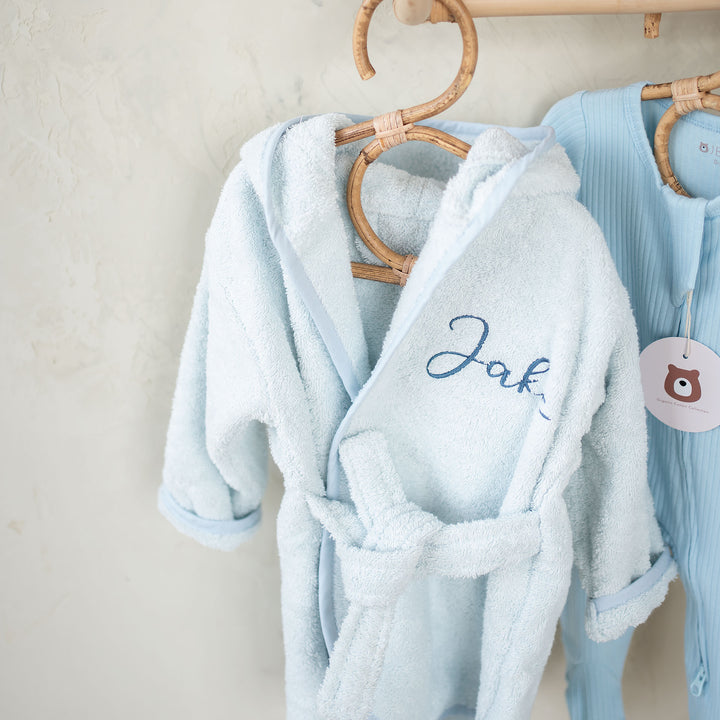 JBØRN Baby Gift Set | Organic Cotton Bath Robe & Hair Brush Set - Personalisable Baby Products Sold and Personalised by JustBørn