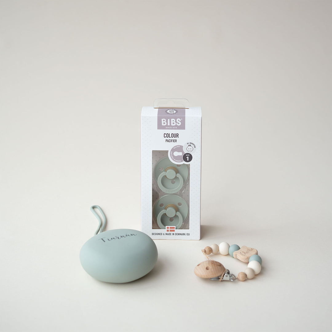 BIBS x JBØRN Set | 2 Pack Pacifiers with Matching Holders - Personalisable Baby Products Sold and Personalised by JustBørn