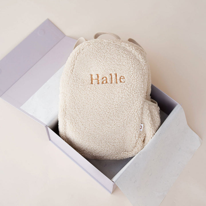 JBØRN Personalised Teddy Backpack | Gift Box Teddy Ecru - Personalisable Baby Products Sold and Personalised by JustBørn