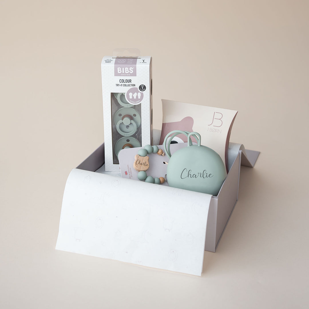 JBØRN X BIBS Gift Box Sage - Personalisable Baby Products Sold and Personalised by JustBørn