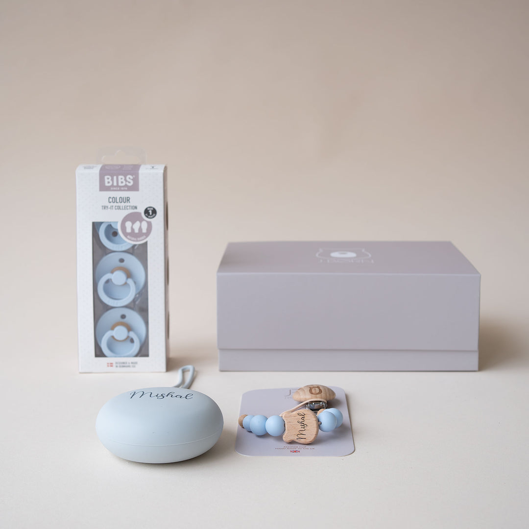 JBØRN X BIBS Gift Box Baby Blue - Personalisable Baby Products Sold and Personalised by JustBørn