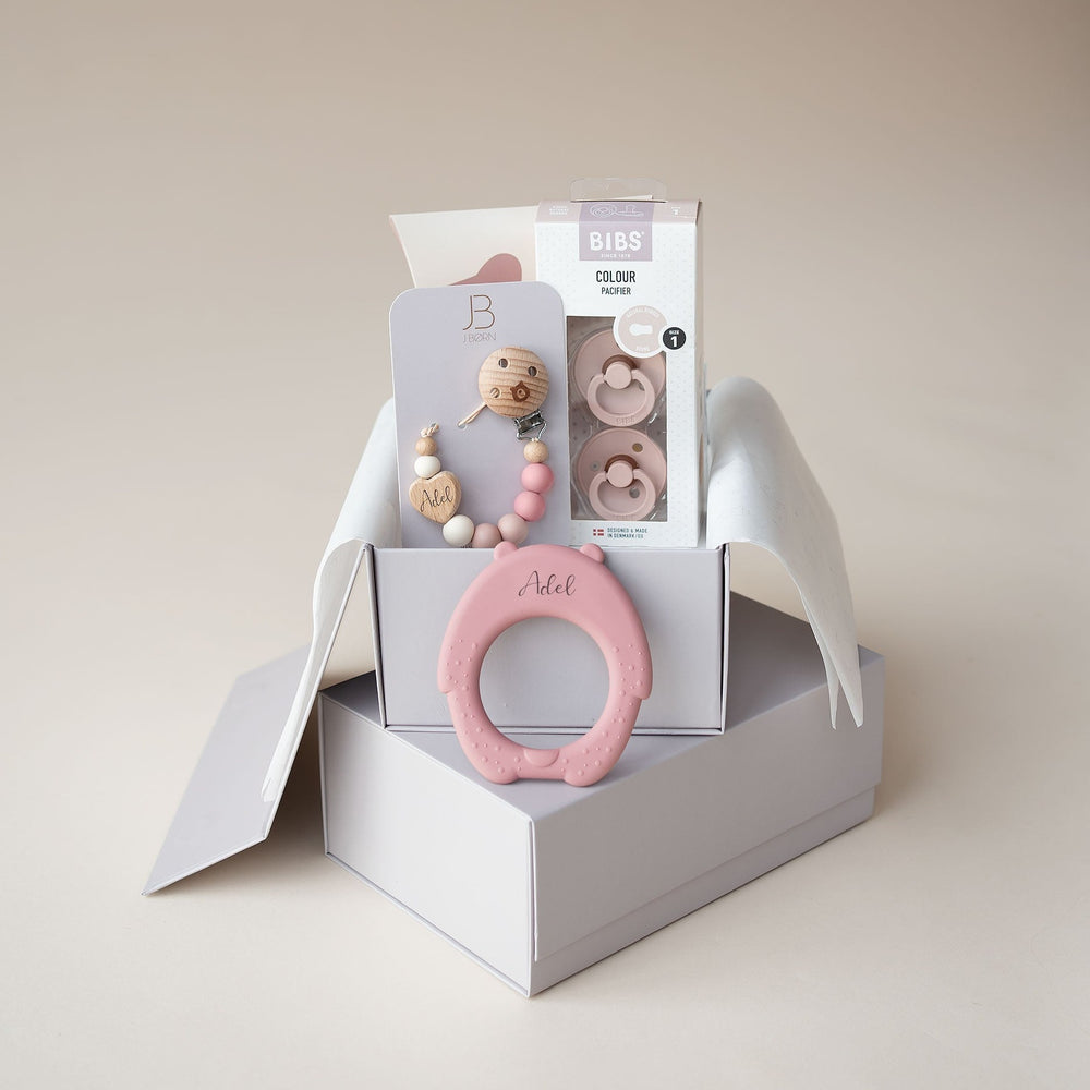 JBØRN Teether & BIBS Pacifiers Gift Box - Personalisable Baby Products Sold and Personalised by JustBørn