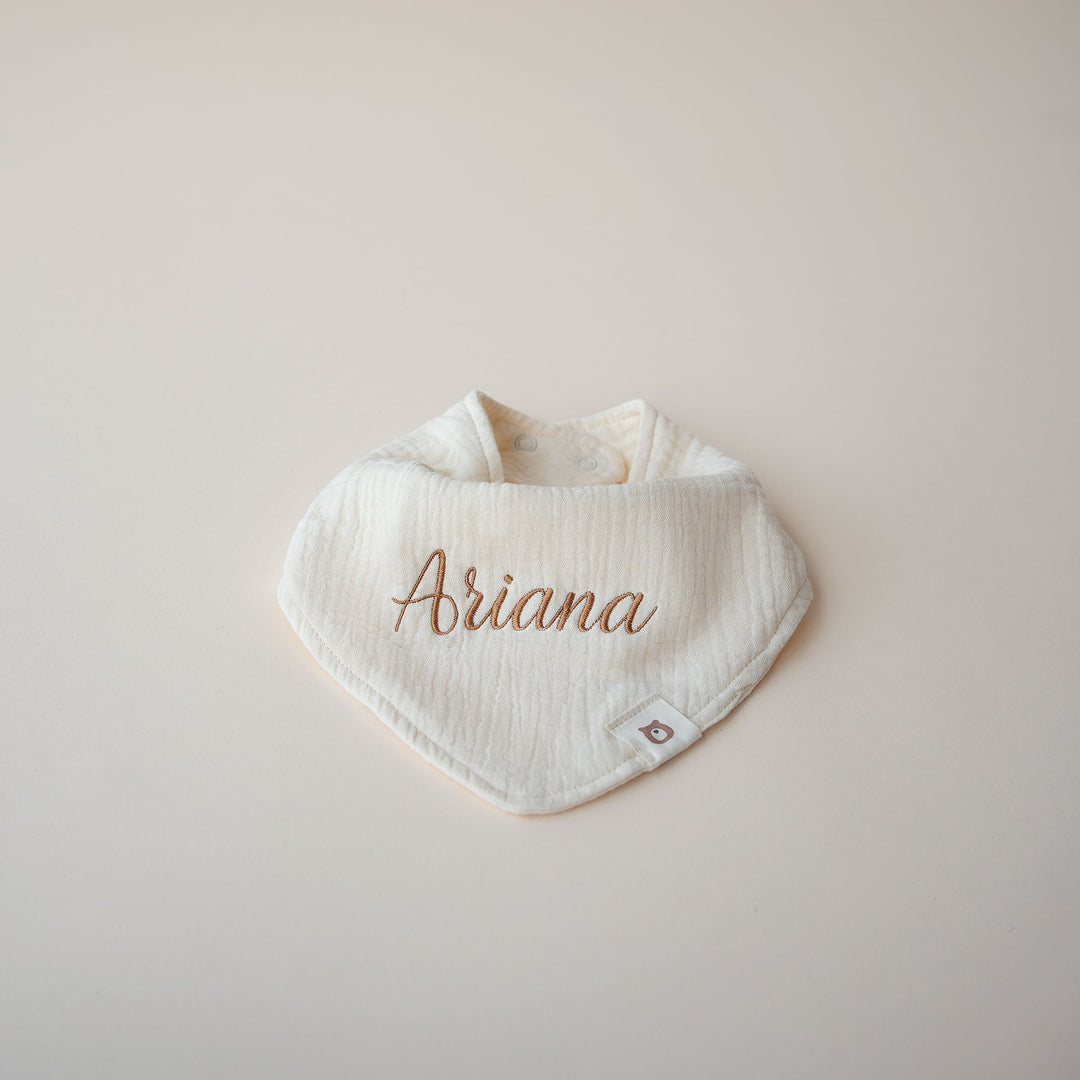 JBØRN Organic Cotton Muslin Baby Dribble Bib | Personalisable Ivory - Personalisable Baby Products Sold and Personalised by JustBørn