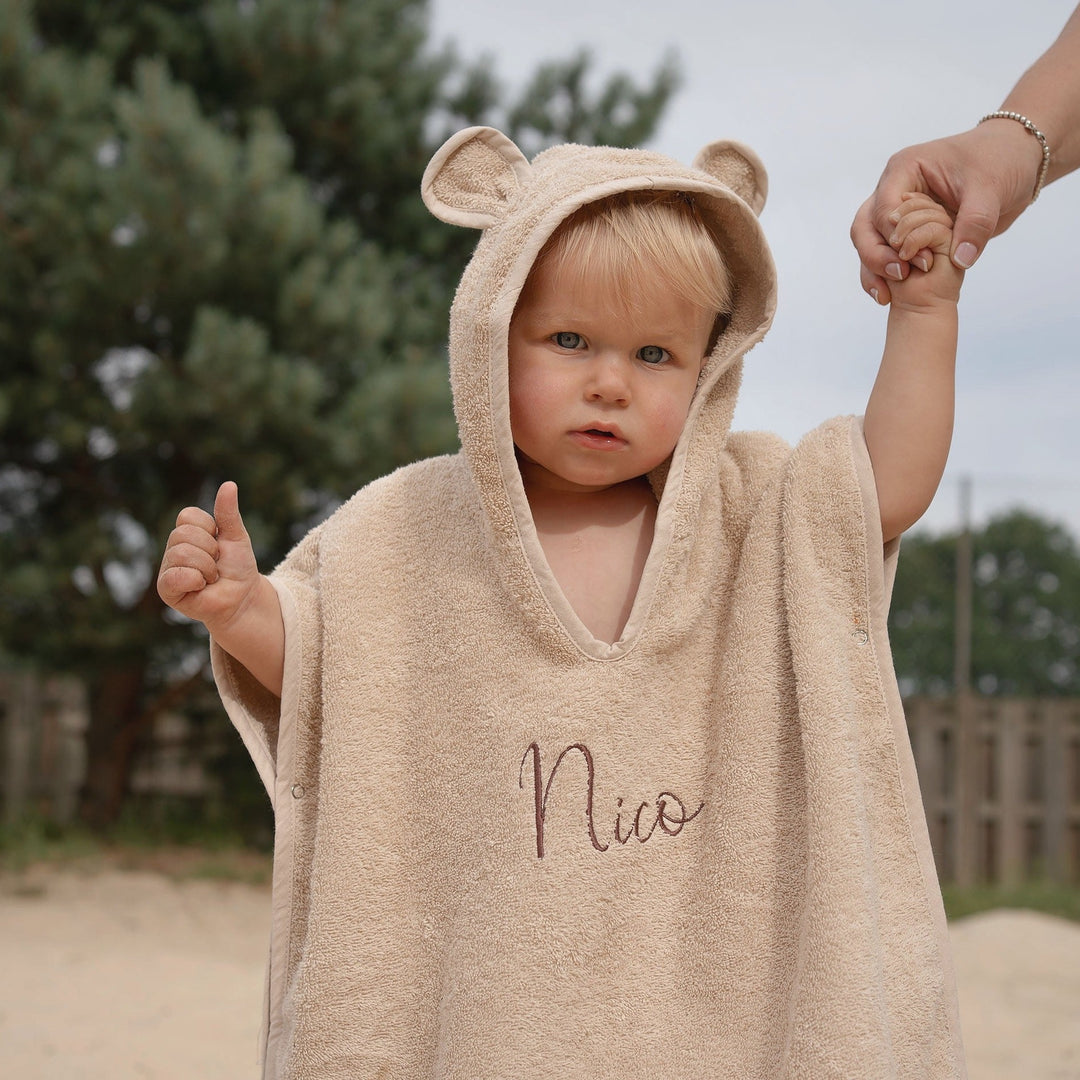 JBØRN Organic Cotton Hooded Poncho - Personalisable Baby Products Sold and Personalised by JustBørn