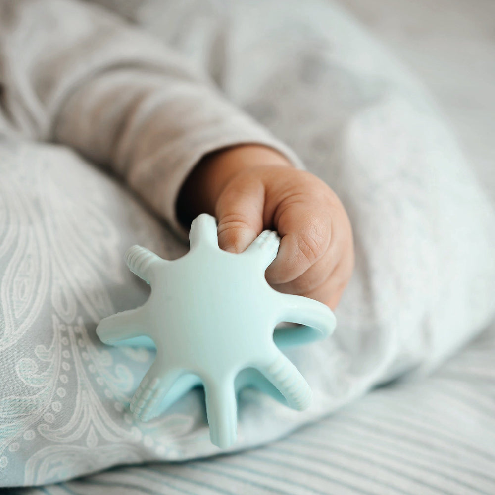 JBØRN Teething Ball Toy Powder Blue - Personalisable Baby Products Sold and Personalised by JustBørn