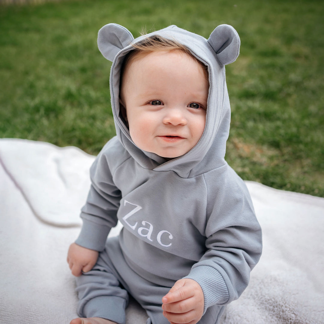 JBØRN Gift Set | Organic Cotton Baby Hoodie & Joggers Set Stone Blue - Personalisable Baby Products Sold and Personalised by JustBørn