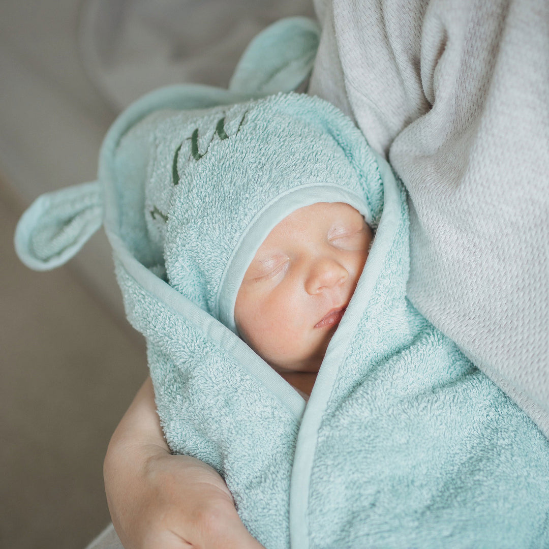 JBØRN Organic Cotton Baby Hooded Towel - Personalisable Baby Products Sold and Personalised by JustBørn