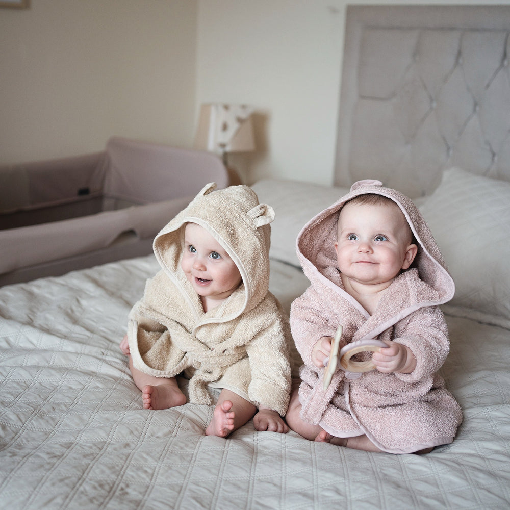 JBØRN Organic Cotton Baby Hooded Bathrobe - Personalisable Baby Products Sold and Personalised by JustBørn