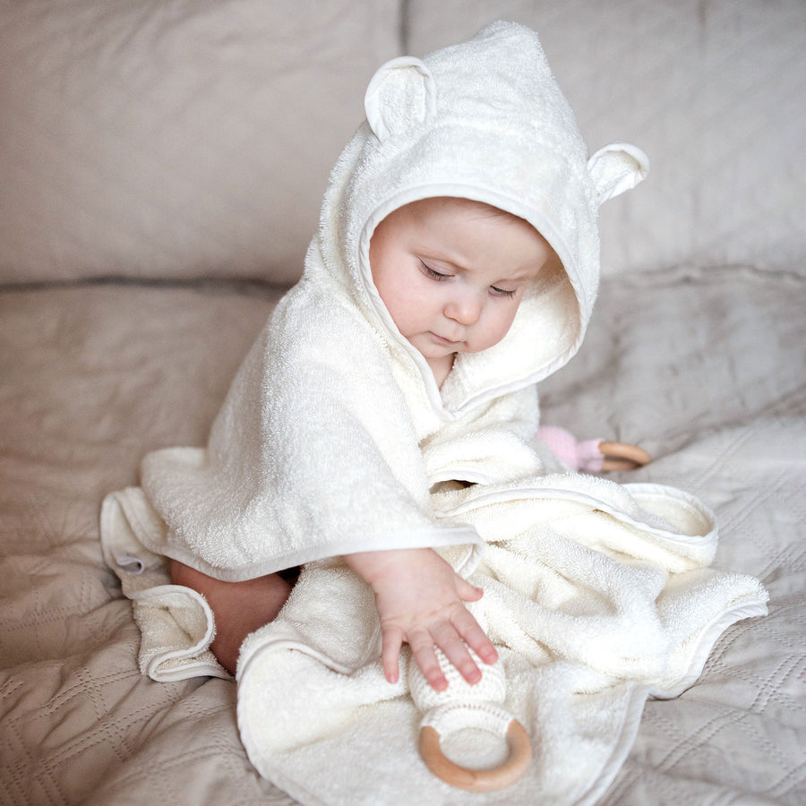 JBØRN Organic Cotton Hooded Poncho | 6 Months Up To 2 Years Ivory No - Personalisable Baby Products Sold and Personalised by JustBørn