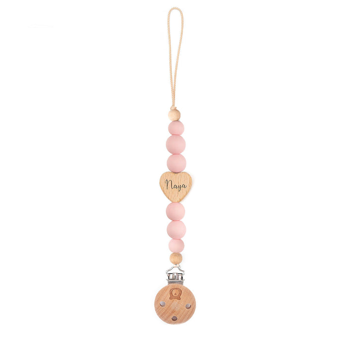 JBØRN Love Heart Pacifier Clip Baby Pink - Personalisable Baby Products Sold and Personalised by JustBørn