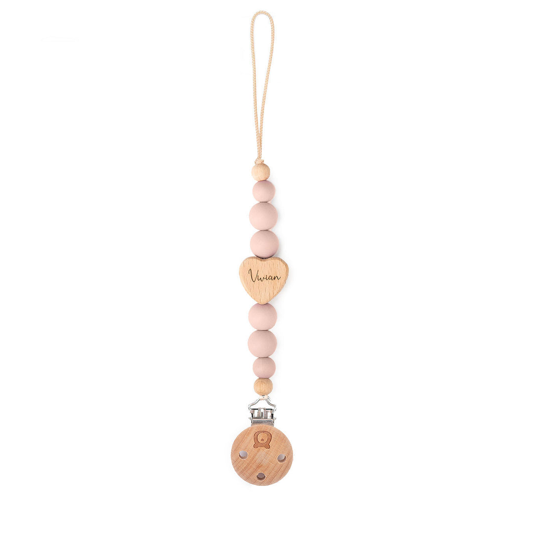 JBØRN Love Heart Pacifier Clip Blush - Personalisable Baby Products Sold and Personalised by JustBørn