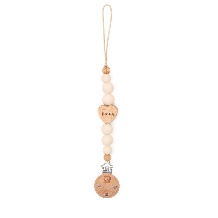 JBØRN Love Heart Pacifier Clip Ivory - Personalisable Baby Products Sold and Personalised by JustBørn