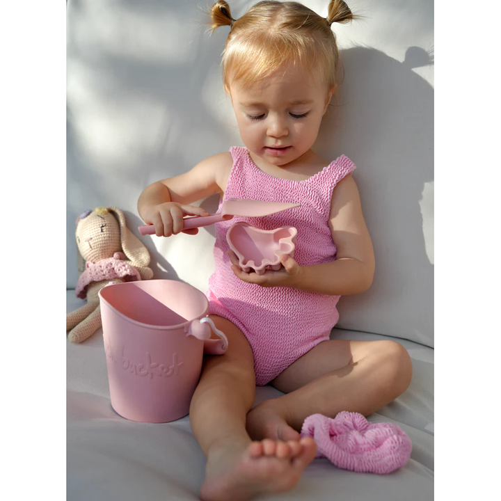 JBØRN Baby Girl Classic Crinkle Swimsuit 3-4 Years Old Crinkle Baby Pink - Personalisable Baby Products Sold and Personalised by JustBørn