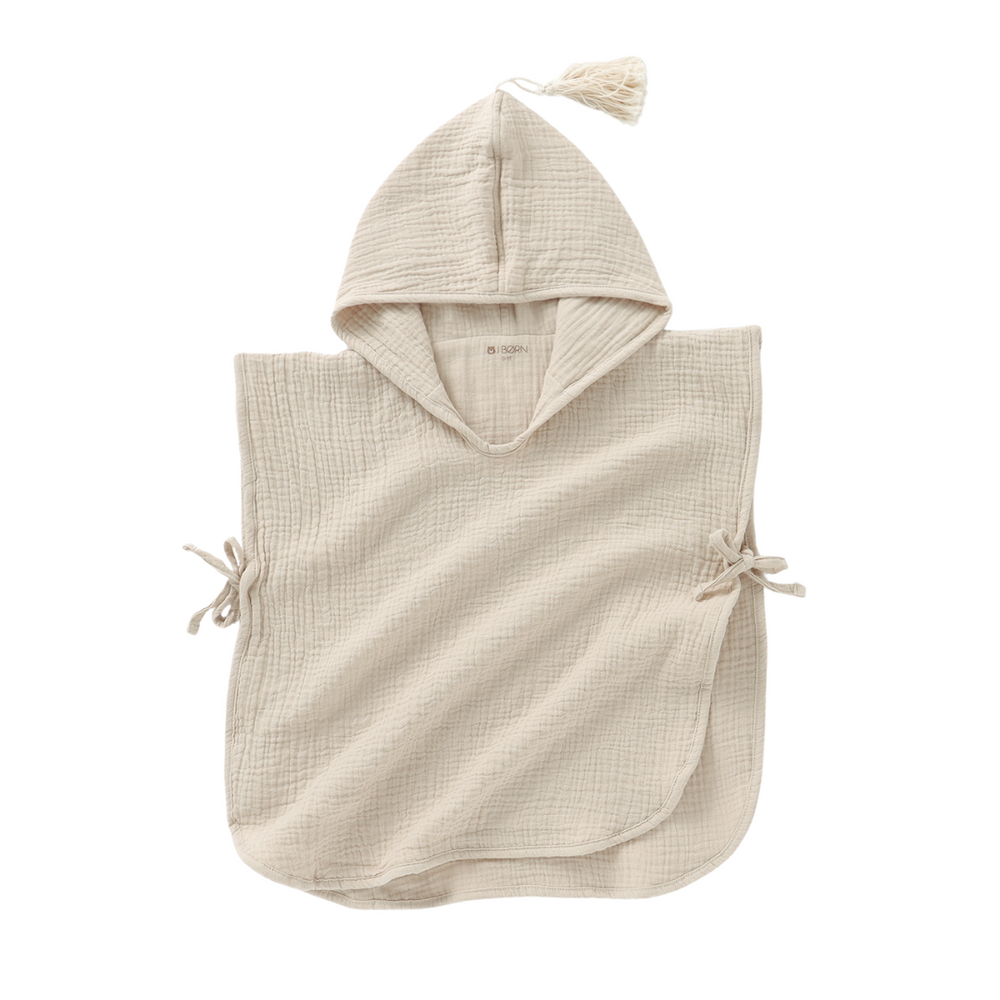 JBØRN Organic Cotton Muslin Hooded Poncho | Personalisable - Personalisable Baby Products Sold and Personalised by JustBørn