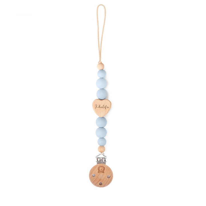 JBØRN Love Heart Pacifier Clip Baby Blue - Personalisable Baby Products Sold and Personalised by JustBørn