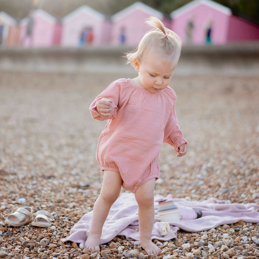 JBØRN Organic Cotton Muslin Long Sleeve Bodysuit - Personalisable Baby Products Sold and Personalised by JustBørn