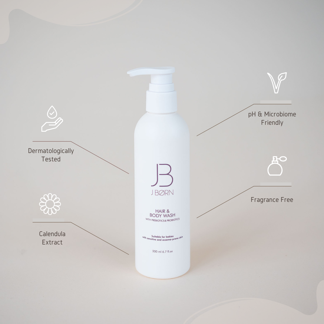 JBØRN Baby Shampoo & Body Wash for Sensitive Skin Baby Hair & Body Wash Only - Personalisable Baby Products Sold and Personalised by JustBørn